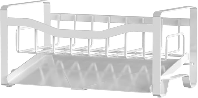 Stainless Steel Kitchen Sink Caddy Organizer with Auto Drain Tray, Sponge Holder for Countertop Storage (White) - Image 7