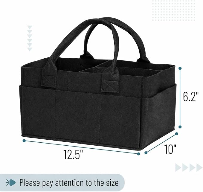 Mr. Pen- Baby Diaper Caddy Organizer, Black, Medium | Nursery Storage Bin and Car Organizer for Diapers and Baby Wipes - Image 2