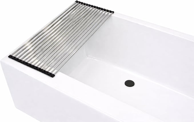 28" Bathtub Drying Rack for Bath Toys, Over-the-Tub Roll-Up Shelf & Tray | Fits tub openings up to 28 in. wide; measure first. Fast-draining, non-slip silicone tips; holds toys, cups & washcloths by Unknown