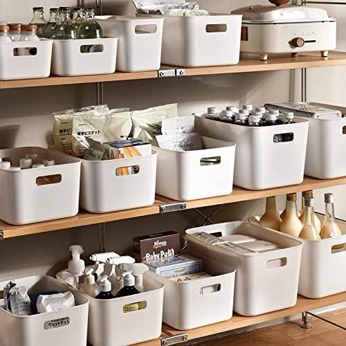 Plastic Storage Bins,Versatile Kitchen Pantry Organization and Storage,for Plastic Storage Container Under Bed,Under Sink Bathroom Organizer (1 Pack Medium, White) - Image 6