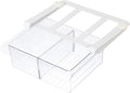 Glad Pull Out Fridge Drawer Organizer - Clip-On Under Shelf Refrigerator & Pantry Storage Bin with 2 Compartments for Fruit, Vegetables, and Deli Meat Drawer - BPA Free Clear Plastic by GladTrashFoodStorage