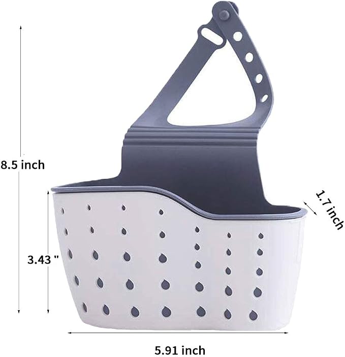 EC ELEGANTCHARM Kitchen Sink Caddy Sponge Holder Silicone Plastic Soap Holder Hanging Ajustable Strap Faucet Caddy with Drain Holes for Drying - Image 2