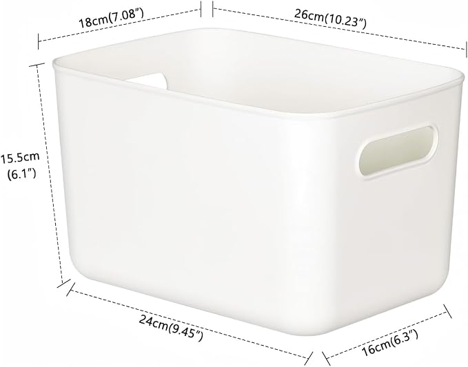 Set Of 6 Plastic Storage Bins,10×7×6 inch Versatile Kitchen Pantry Organization and Storage,for Plastic Storage Container Under Bed,Under Sink Bathroom Organizer (White, 6XS) - Image 7