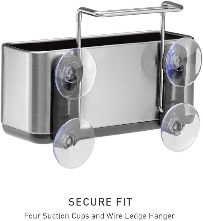 simplehuman Slim Sink Caddy Sponge Holder, Brushed Stainless Steel, Silver - Image 4