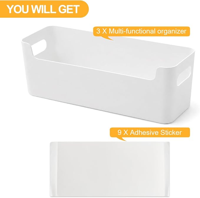 3 Pcs Kitchen Cabinet Door Organizer, Adhesive Mount Inside Cabinet Door Storage, Under Sink Storage Shelf for Kitchen,Bathroom,Office (White) - Image 7