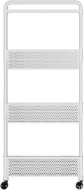 Slim Rolling Storage Cart for Small Space, 4 Tier White Utility Cart Shelves Organizer, Plastic Storage Cart on Wheels for Kitchen, Office, Bathroom, Laundry Room and Narrow Places by Halyuhn