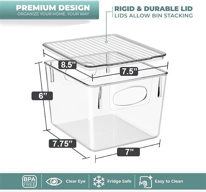 Sorbus Small Storage Containers with Lids - Small Plastic Storage Bins - Toy Organizers and Storage Bin - Clear Containers for Organizing (2 Pack), Medium - Image 2