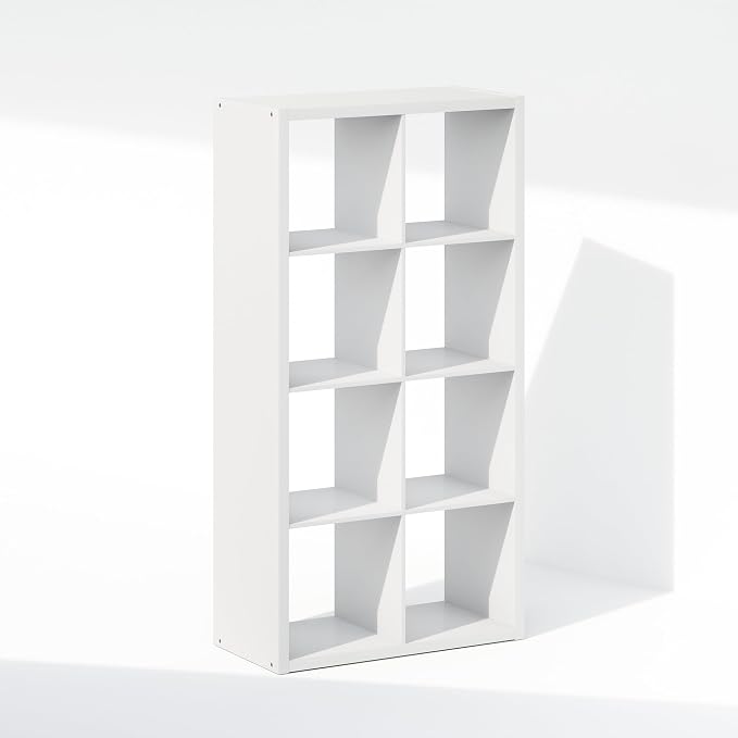 Furinno Simple 8-Cube Storage Organizer, Extra Thick Frame, Plain White | Vertical/Horizontal, Open Back, Display Shelf, Shelving Unit, Storage Shelves, for Organization, Living Room, Home Office - Image 8