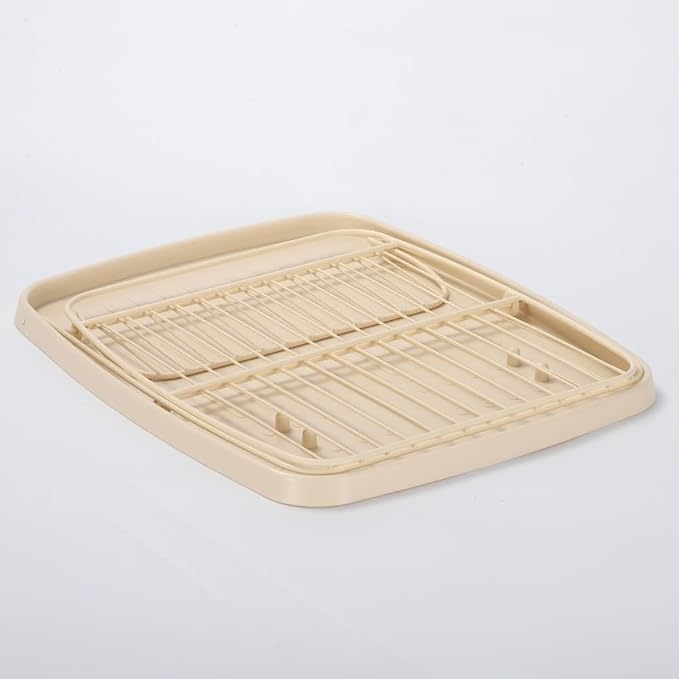 Folding Dish Drying Rack with Drip Tray with Drip Tray, 2 Tiers | Collapsible Dish Drainer, Large Capacity, Adjustable Expandable Wire Construction, For Kitchen Counter Easy Assembly, Cream - Image 5