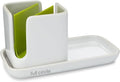 Full Circle Stash, Ceramic Kitchen Sink Caddy, Stylish Modular Sponge Holder & Dish Brush Organizer, Green and White, 11" by Unknown