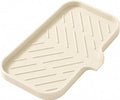 MicoYang Silicone Soap Dish with Drain Spout — Self-Draining Sink Organizer Tray for Bathroom & Kitchen, Sponges, Dispensers & Soap Holder, Non-Slip & Dishwasher Safe, Tapioca (Medium, 9.6"×5.3") by MicoYang