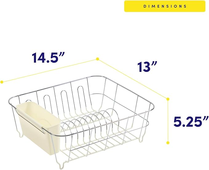 Dish Drying Rack & Cutlery Holder 2 Piece Set - Compact Sink-Fitting Dish Drainer with Rubberized Undercoating, Space-Saving Kitchen Organizer for Plates, Cups, Bowls & Utensils in Sink, Ivory - Image 4
