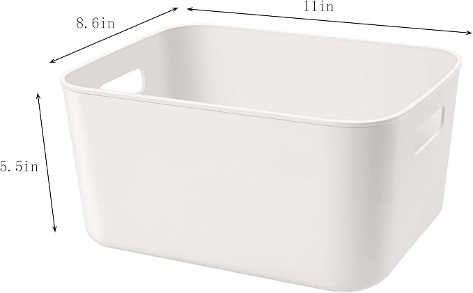 Set Of 2 Plastic Storage Bins,10.5×8×5.5" Versatile Kitchen Pantry Organization and Storage,for Plastic Storage Container Under Bed,Under Sink Bathroom Organizer (2 Pack Medium, White) - Image 7