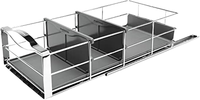 simplehuman 9-Inch Pull-Out Cabinet Organizer, Under Cabinet Sliding Drawer for Kitchen Bathroom, Heavy-Gauge Steel Frame, Removable Drip Guard, Ball-Bearing Tracks, Grey Plastic by Unknown
