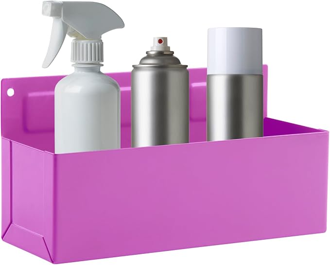Magnetic Aerosol Spray Can Holder, Magnet Toolbox Bottle Holder, Tool Box Storage Rack for Garage and Home, Craft Workspace, Mechanic Paint Bottle Can Organizer, Pink, 3"x8.3" by RechabiteMagneticTools