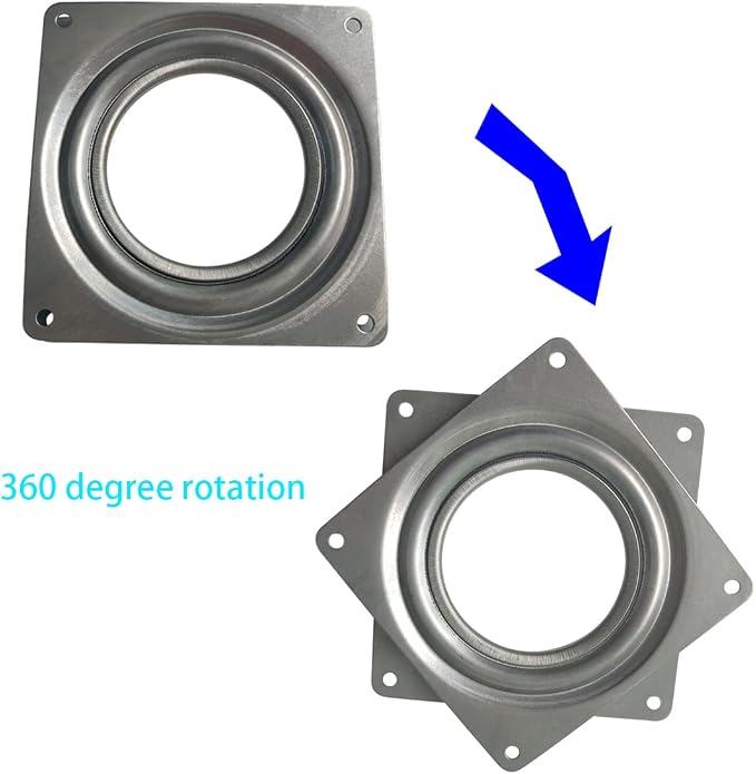 2 Pcs 4 Inch Susan Turntable Bearings Susan Turntable Lazy Susan Turntable Square Rotating Bearing Plate Lazy Susan Hardware Swivel Plate, for Swivel Plate,Corner Cabinet,Revolving Shelve in Kitchen - Image 4