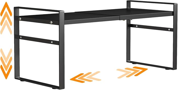 Expandable Cabinet Shelf Organizer Riser for Kitchen Pantry Under Sink | Expandable, metal , thick shelves, suitable for cabinets, countertops, under-sink areas, and storage rooms by LJHFUQHUHU