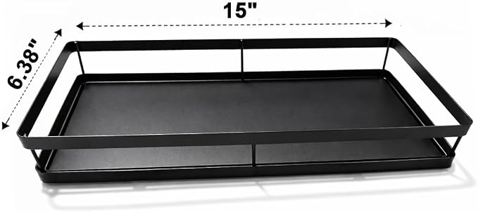Pull Out Cabinet Organizer, 1-Tier Metal Slide Out Basket | Black metal mesh basket, smooth slide-out rail, no-drill adhesive setup, for frameless kitchen cabinets and pantry storage - Image 4