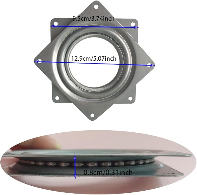 2 Pcs 4 Inch Susan Turntable Bearings Susan Turntable Lazy Susan Turntable Square Rotating Bearing Plate Lazy Susan Hardware Swivel Plate, for Swivel Plate,Corner Cabinet,Revolving Shelve in Kitchen - Image 3