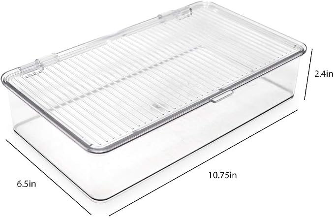 Isaac Jacobs Small Stackable Organizer Bin (10.75” x 6.5” x 2.4”) w Hinged Lid Clear Storage Box Home Office School Fridge Bathroom Kitchen Pantry Container BPAFree Food Safe (Small Clear) (Pack of 2) - Image 3