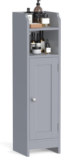 VASAGLE Small Storage Corner Floor Cabinet with Door,Dove Gray | Narrow Toilet Paper Storage Holder, 7.1 x 7.5 x 31.5 Inches, Adjustable Shelves, SIREN Collection UBBC310P36 by Unknown