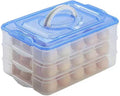 Egg Storage Container for Refrigerator, 3-Layer Deviled Egg Tray, Stackable Fridge Egg Organizer with Lid and Handle, Extra Large Holder, 60 Count Eggs Keeper(blue 3 layer) | 3-Layer, 60 eggs, Stackable Storage Holder with Handle for Refrigerator for C... by TIANCHEN