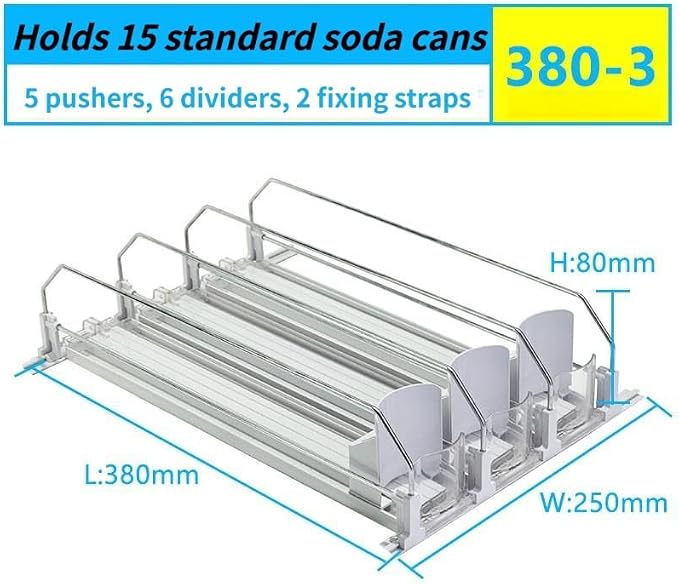 Fridge Drink Organizer for Soda Cans, 3Row Automatic Can Dispenser with Self-Pushing Design, Space-Saving Beverage Storage Rack, Holds 15 Cans - Image 3