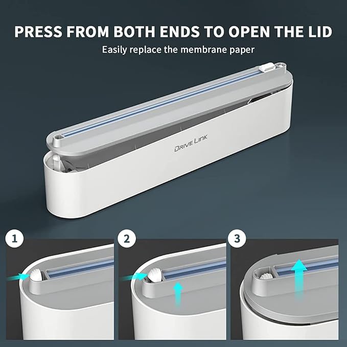 Refillable Magnetic Plastic Wrap Dispenser With Slide Cutter, Sturdy Food Cling Film Cutter, Press and Seal Wrap, 12" x 328' Roll BPA Free - Image 6