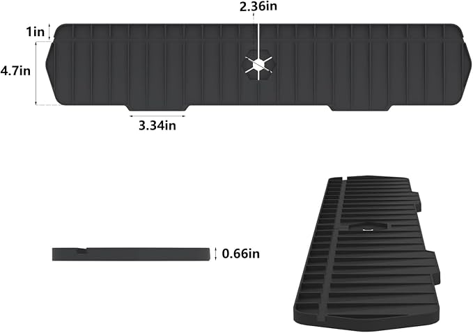 Kitchen Sink Splash Guard 29.7 X 5.7 In, Large Size Kitchen Sink Splash Guard, Silicone Sink Faucet Drying Mat, Faucet Mat Splash Catcher, Multipurpose For Kitchen Sink, Bathroom (Black) - Image 3