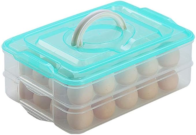 Deviled Egg Containers with Lid, Portable Egg Carrier Tray | 2-Layer, 40 eggs, Stackable Storage Holder with Handle for Refrigerator for Camping, Party, Travel by TIANCHEN