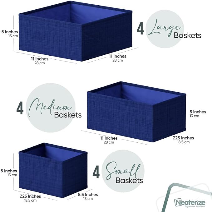 Drawer Organizer Set of 12 - Navy Dresser Organizer for Nursery, Bedroom & Closet - Image 2