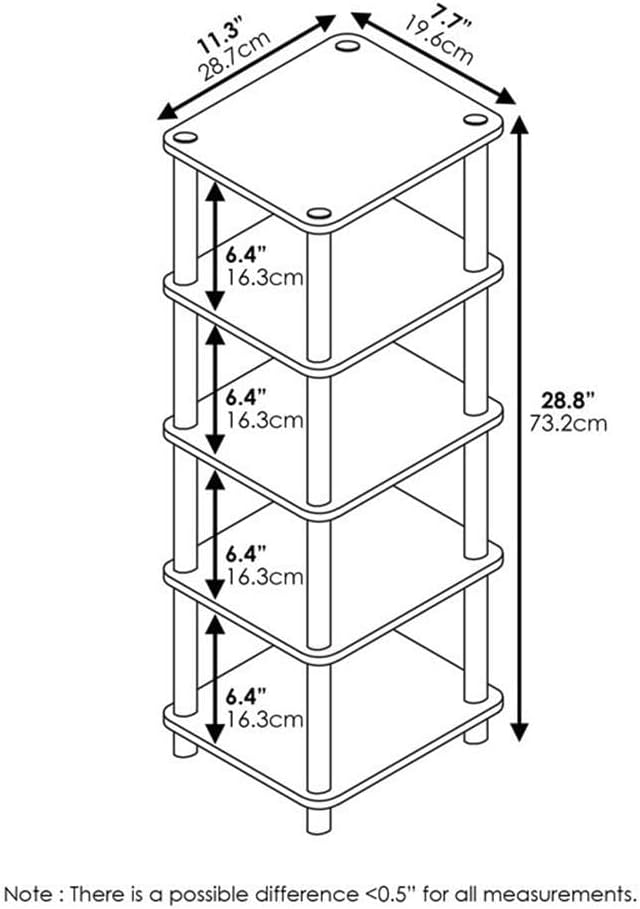 Furinno Turn-N-Tube Toolless 4-Tier Storage Shelves, Oak - Image 3