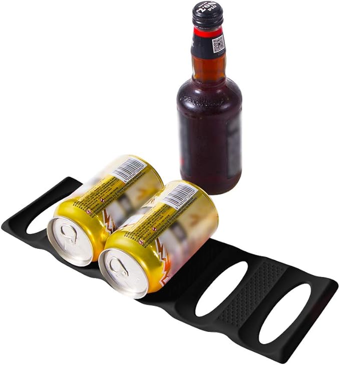 Webake Fridge Organizer Can Organizer for Pantry Organization and Storage, 2 Pack Silicone Beer Bottle Rack for Kitchen Refrigerator Cabinet Countertop, Stackable Soda Can Holder Space Saver (Black) - Image 5