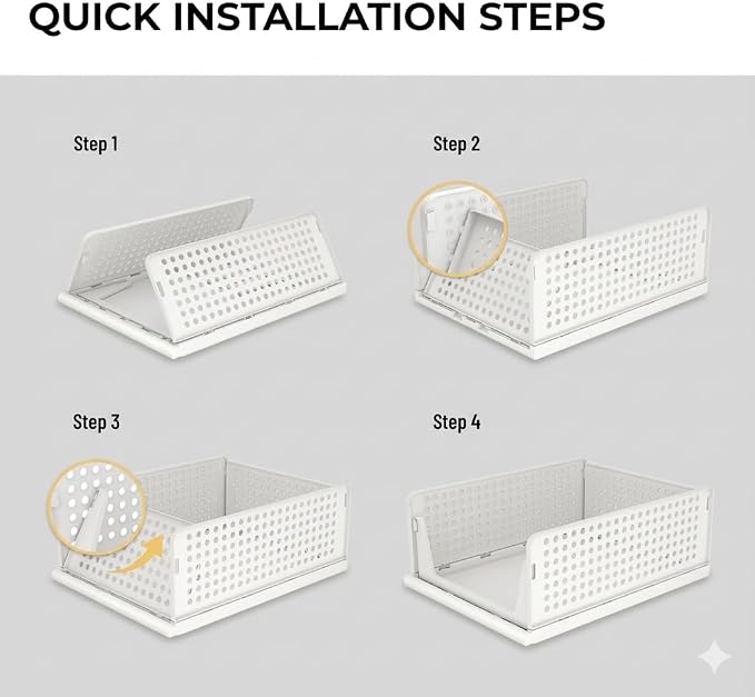 6 Pack Folding Stackable Wardrobe Drawer Storage Organiser - Image 6