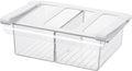 Pull-Out Fridge Drawer Organizer - Under Shelf Storage Bins for Refrigerator Organization for Fruits Vegetables, Cheese & Deli (3.35" Height x 8.66" Width + dividers) by Bronkeeper
