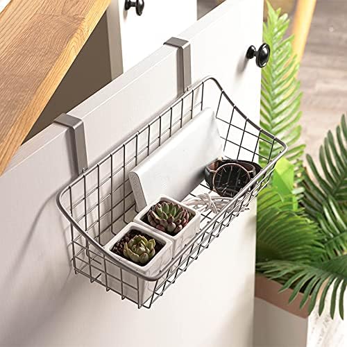 LeleCAT Basket with hook Grid Storage Basket,Hang it behind a door or on a railing,Over the Cabinet Door,Champagne Gray,2 Pack - Image 4