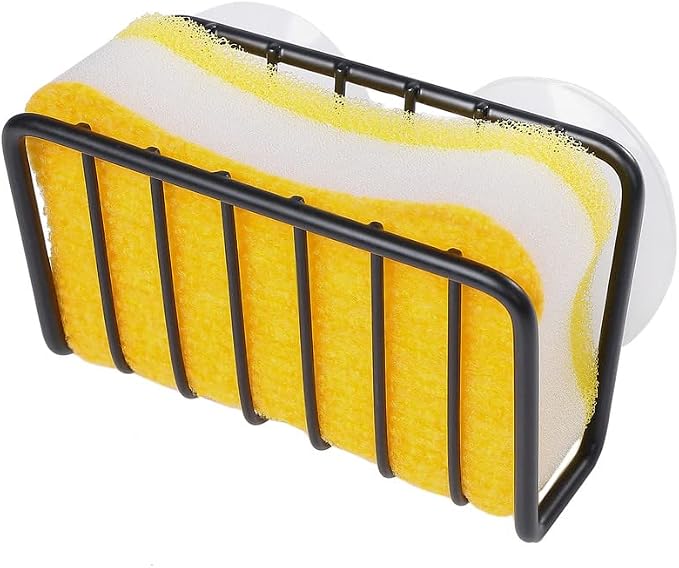 Toplife Sponge Holder for Kitchen Sink, Rust-Proof Suction Cup Sponge Caddy - Black - 2 Pack - Image 2