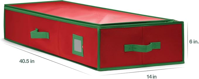 Premium Wrapping Paper Organizer Storage | Gift Wrap Holder With Extra Pockets for Christmas Decorations, Reinforced Handles, Heavy Duty, Ultra-Durable, Tear-Proof Fabric - Fits Up to 27 Rolls (Red) - Image 5