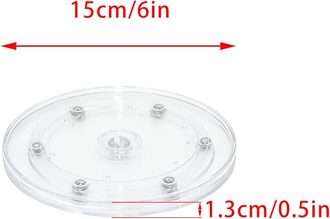 2Pcs Clear Acrylic Lazy Susan 6 Inch Turntable Organizer Bearings | Mini Lazy Susan, Small Lazy Susan Turntable, 360° Rotating Swivel Plate for Spice Rack, Cosmetic, Cake, Pantry, DIY Display - Image 2
