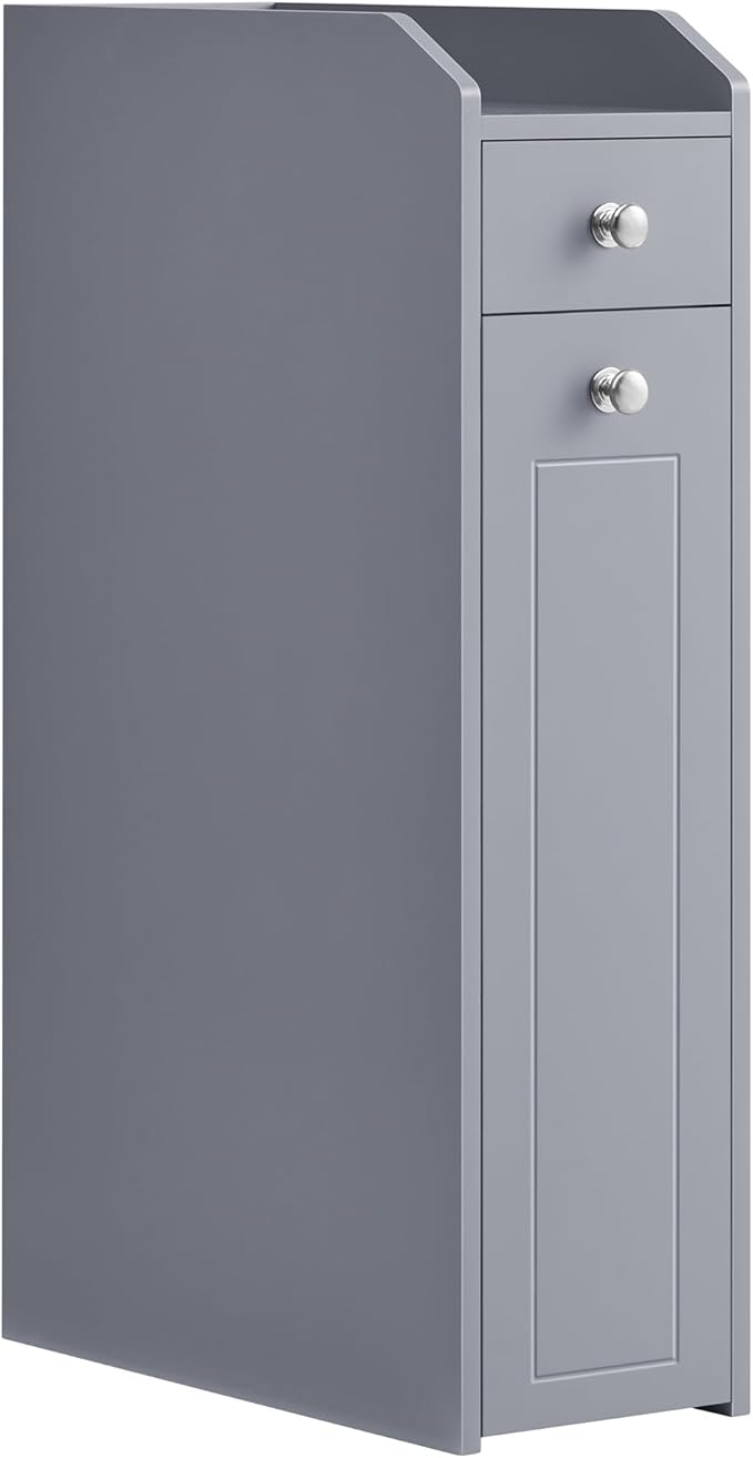 VASAGLE Small Bathroom Storage Cabinet, with Slide Out Drawers，Dove Gray | Slim Bathroom Storage Organizer, Toilet Paper Holder, for Small Spaces, Dove Gray, SIREN Collection UBBC847G02 by Unknown