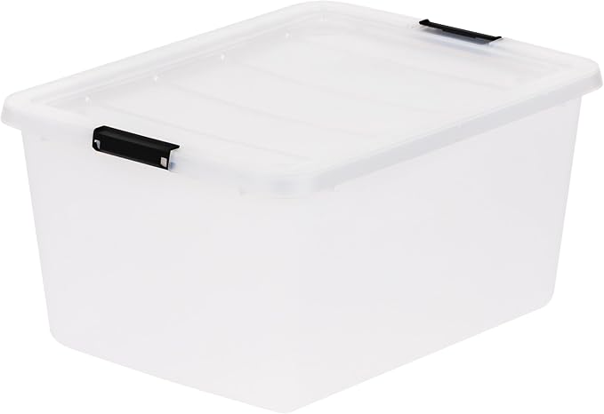 IRIS USA 6-Pack 32.5 Quart Clip Box with Latching Lid | Latching lid secures office and household supplies. Stackable, nestable design maximizes storage space - Image 8