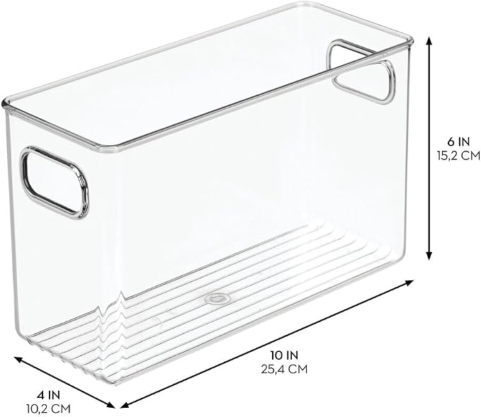 iDesign Slim Clear Plastic Storage Bin, Tall Narrow, 4-Pack | Organizer for Kitchen, Fridge, Pantry - Image 2