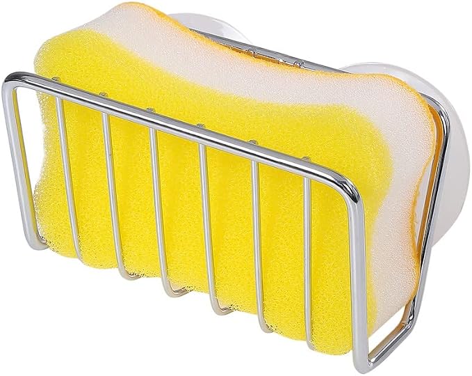 Toplife Sponge Holder for Kitchen Sink, Stainless Steel Suction Cup Sponge Caddy - Silver - 2 Pack - Image 2