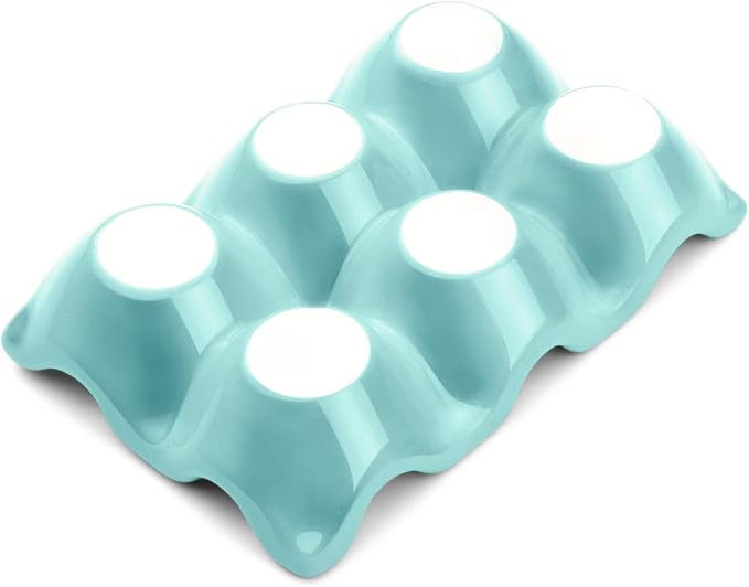 Flexzion Porcelain Egg Crate - 6-Egg Capacity Ceramic Egg Tray, Half Dozen Egg Holder for Fridge, Countertop Display - Blue Decorative Serving Dish and Storage Organizer, 2 Pack - Image 8