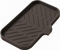 MicoYang Silicone Soap Dish with Drain Spout — Self-Draining Sink Organizer Tray for Bathroom & Kitchen, Sponges, Dispensers & Soap Holder, Non-Slip & Dishwasher Safe, Coffee (Medium, 9.6"×5.3") by MicoYang