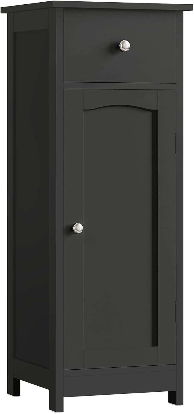 Iwell Bathroom Storage Cabinet, Small Bathroom Floor Cabinet with Drawer & Storage Shelf, Free-Standing Organizer Cabinets for Hallway/Living Room, Black by IWELL
