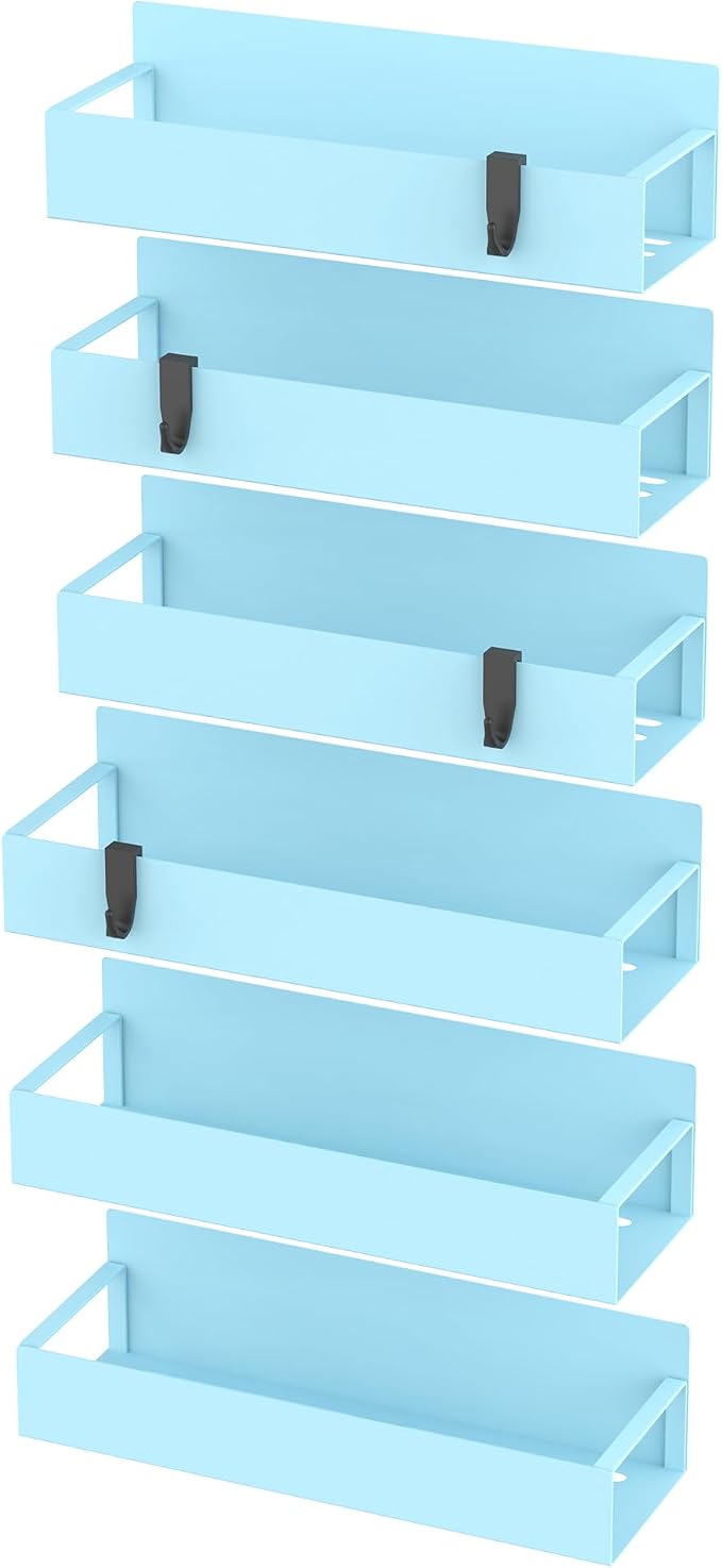 Metal Magnetic Spice Rack for Refrigerator Blue, 6 Pack | Magnetic Shelves Heavy Duty for Fridge in Kitchen, Seasoning Storage Organizer, For Oven Washer and Dryer, For Heavier Items - Image 6
