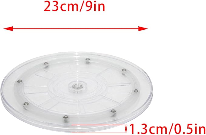 1Pcs Clear Acrylic Lazy Susan 9 Inch Turntable Organizer Bearings | Mini Lazy Susan, Small Lazy Susan Turntable, 360° Rotating Swivel Plate for Spice Rack, Cosmetic, Cake, Pantry, DIY Display - Image 2