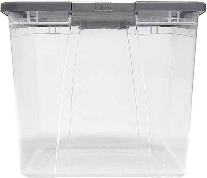 HOMZ Clear Plastic Storage Bin with Secure Latching Gray Lid, 64 Qt, 2 Pack | Heavy-Duty Stackable Containers, Large Organizer Box for Homes, Offices, and Garages - Image 4