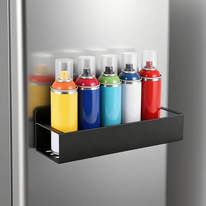2 Pcs Magnetic Spray Can Holder,with 4 Pcs Small Hooks Wall-Mounted Spray Bottle Rack Paint Bottle Can Organizer for Garage Home Workspace - Image 9